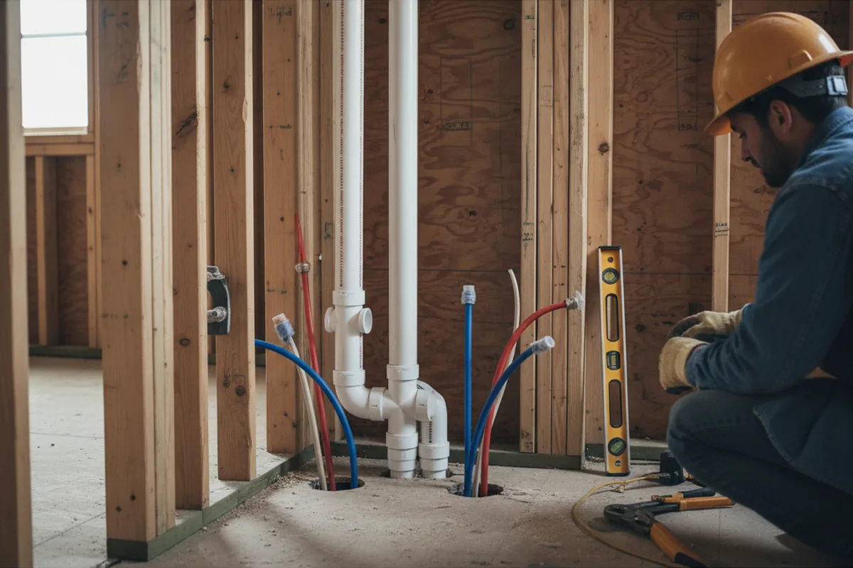 Drain and supply rough-in during Drain Cleaning in Mount Pleasant