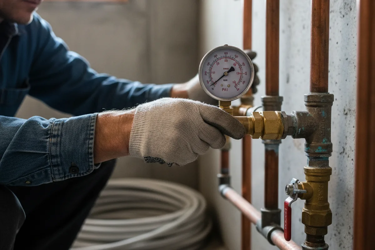 Pressure testing a repaired line during Water Line Repair in Mount Pleasant